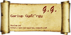 Gariup György névjegykártya